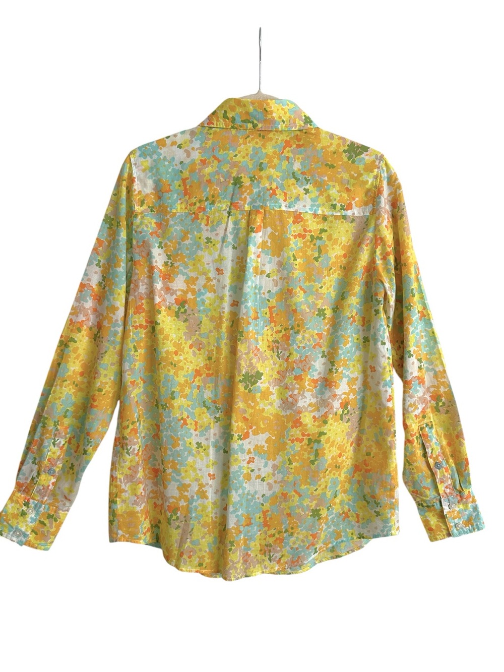 BODEN Floral Cotton Shirt US 6 Yellow Blue Button Down Y2K - Picture 6 of 13